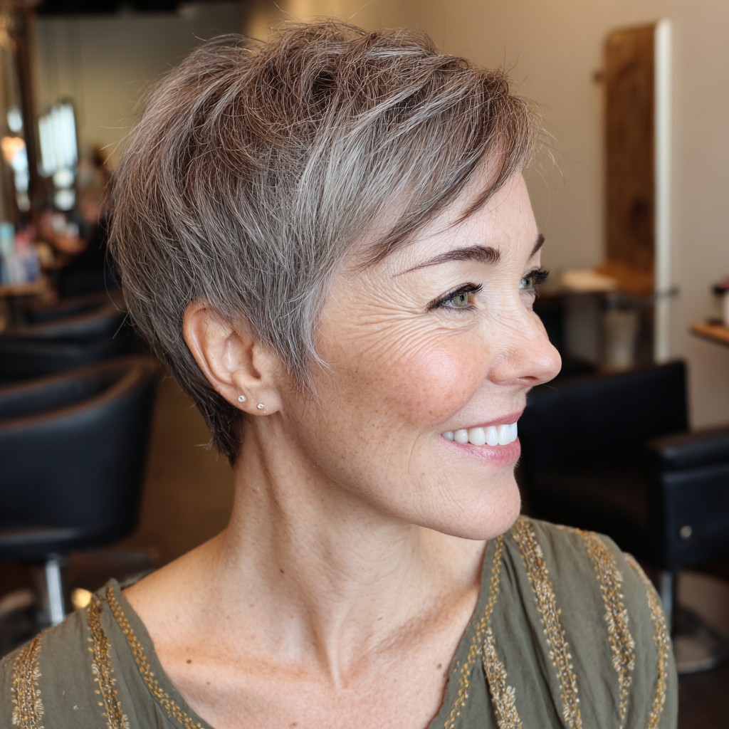 Chic Textured Silver Pixie Cut with Subtle Layers