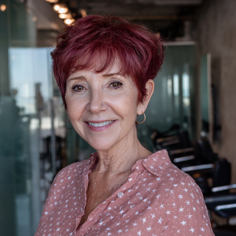 Chic Voluminous Red Pixie Cut with Soft Layers