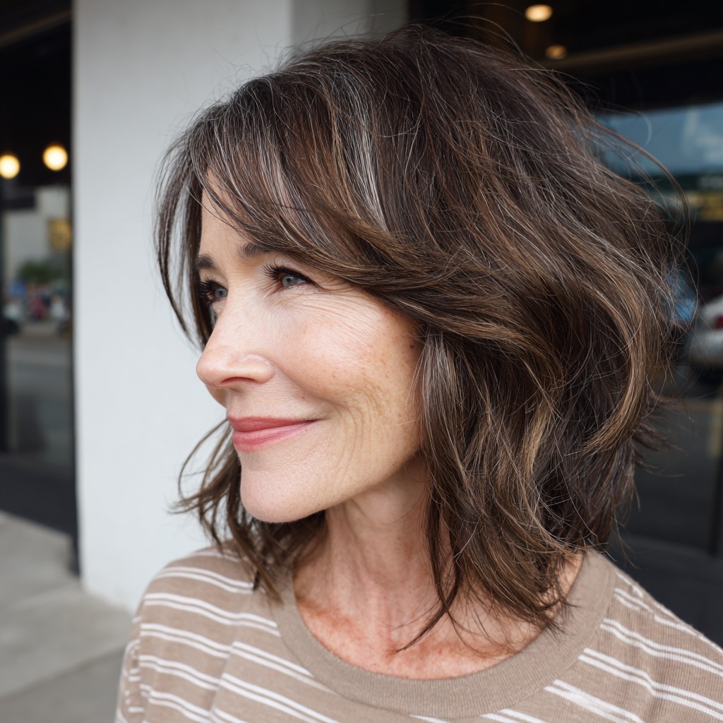 Chic Wavy Lob with Subtle Highlights