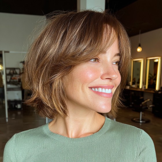 Chic Wispy Bob with Gentle Face-Framing Layers