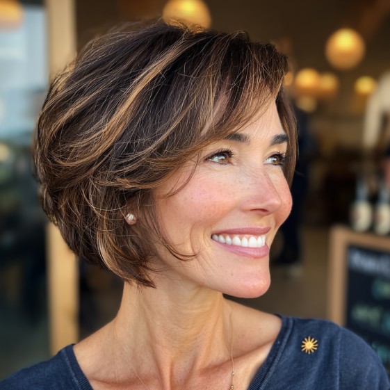 Chic Wispy Bob with Subtle Highlights
