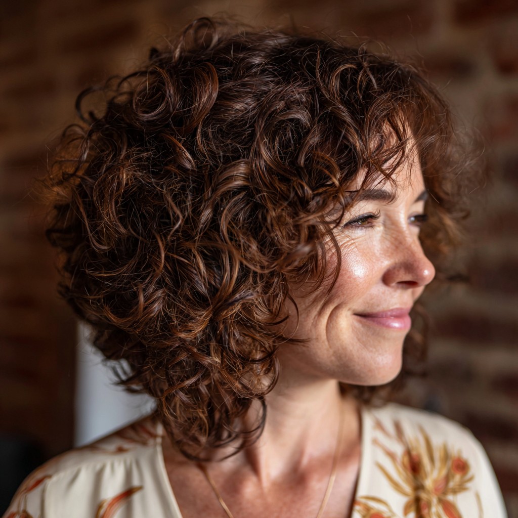 Dynamic Curly Bob with Effortless Volume