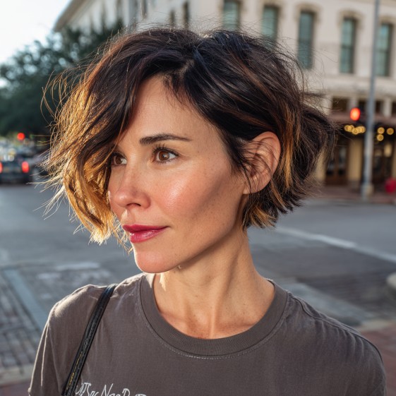 Dynamic Textured Choppy Bob with Subtle Ombre