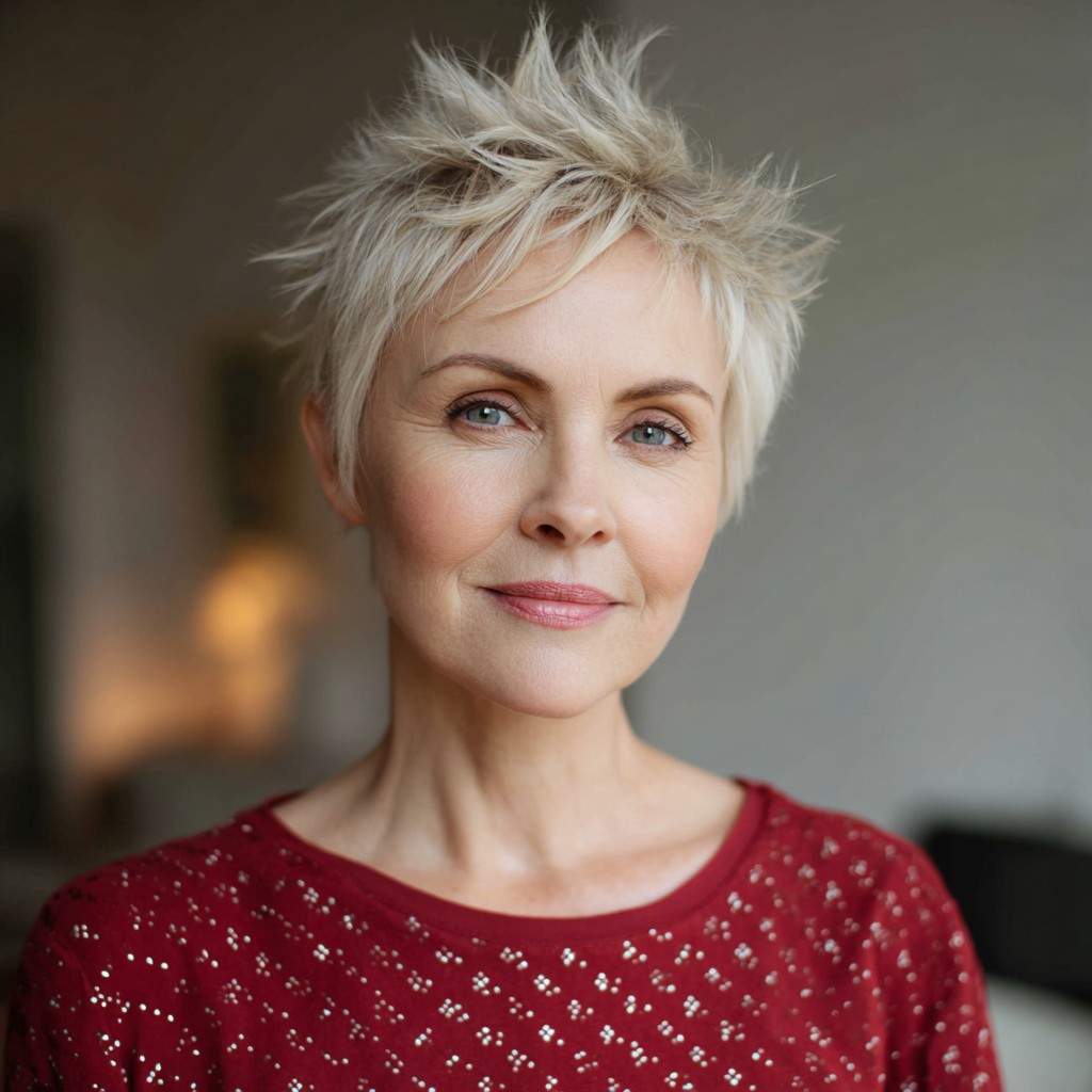 Dynamic Textured Spiky Short Cut with Fluffy Layers