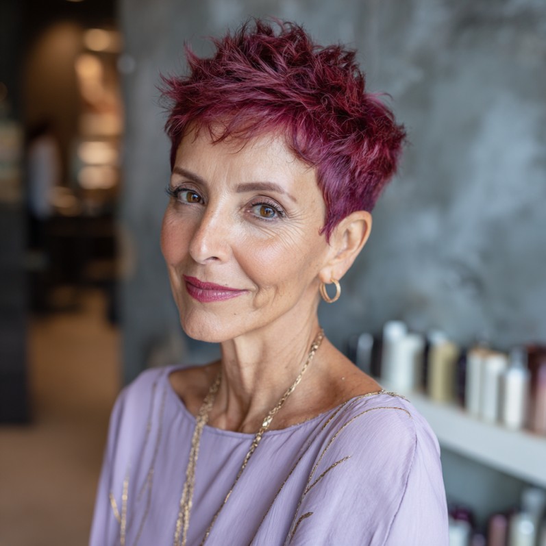 Edgy Textured Red Pixie Cut with Defined Layers