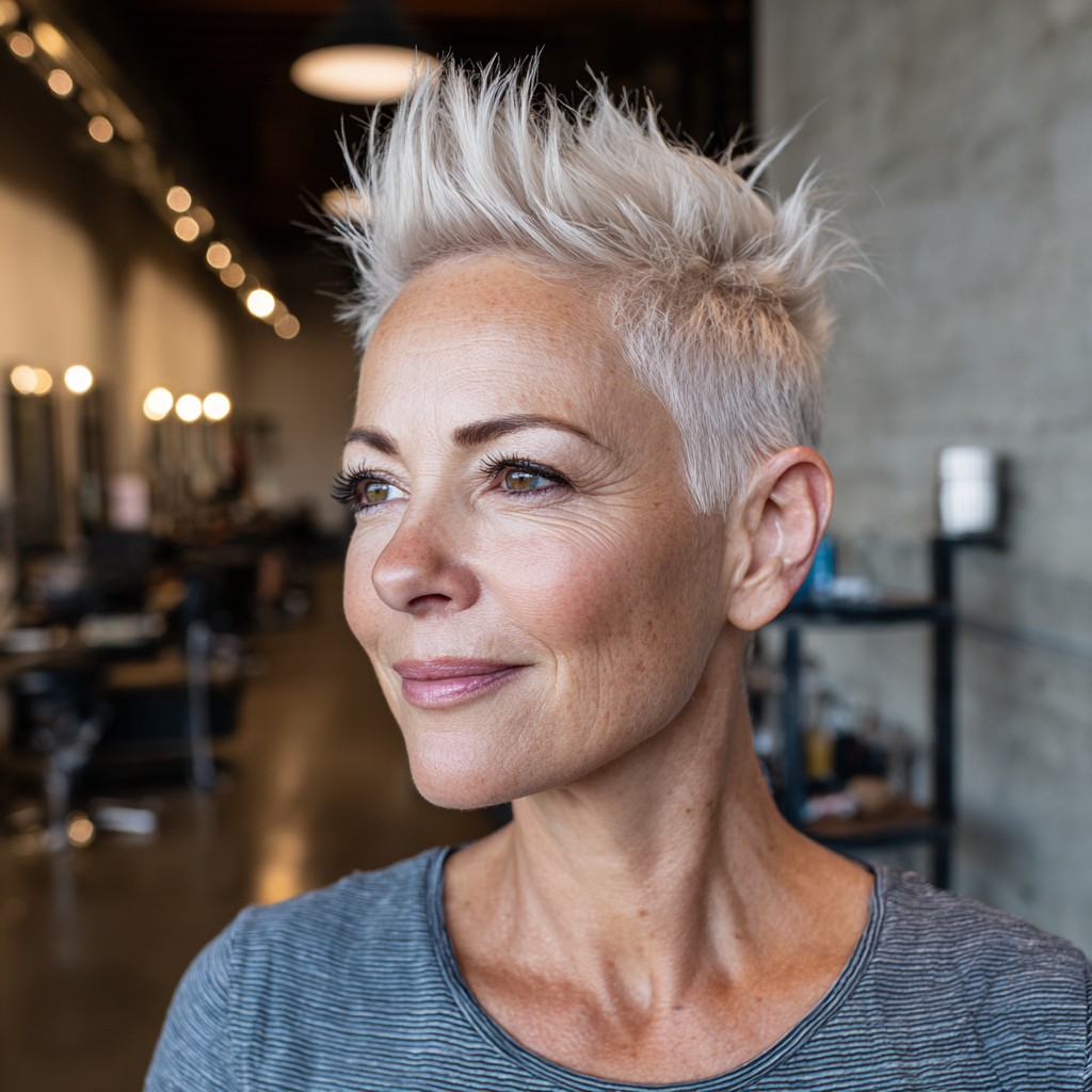 Edgy Textured Spiky Pixie with Soft Platinum Highlights
