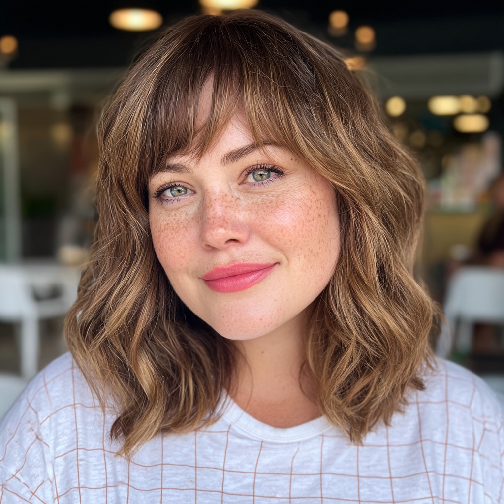 Effortless Textured Waves with Soft Bangs