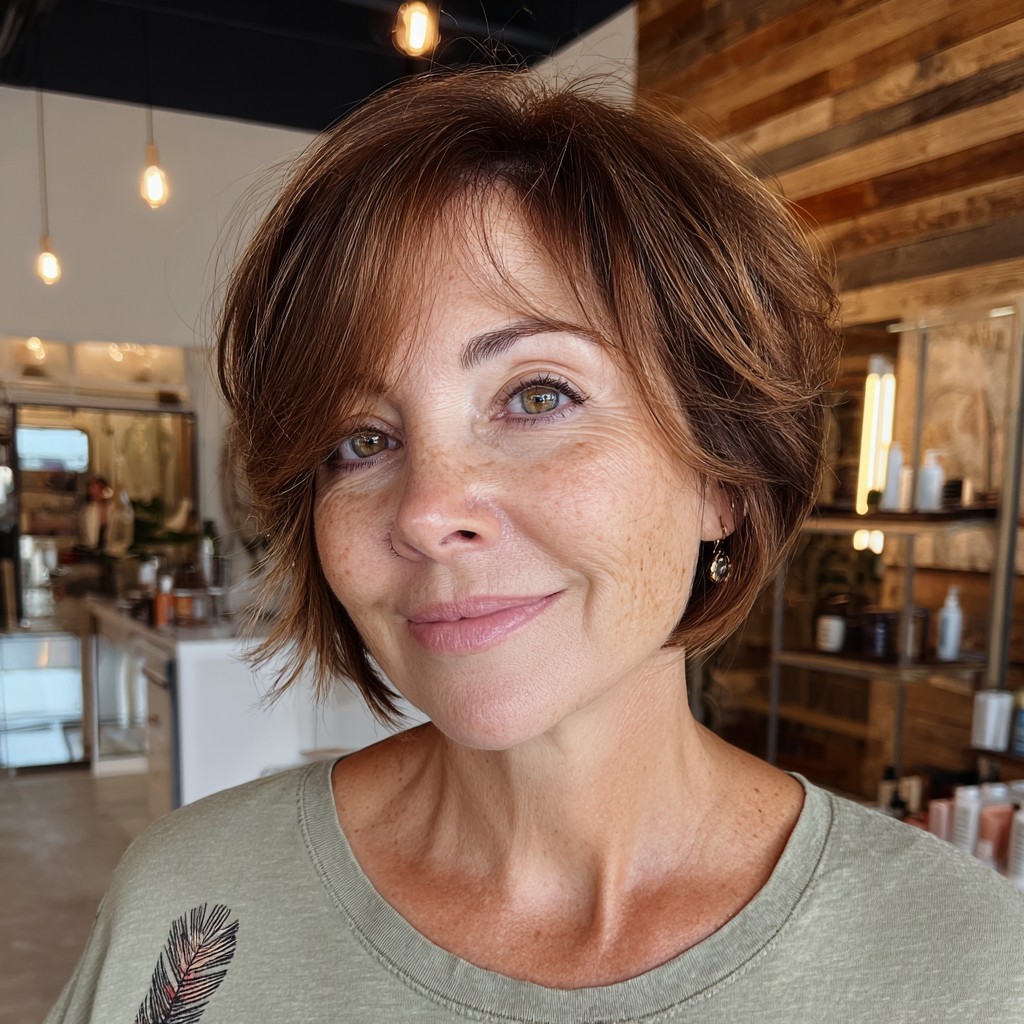 Effortlessly Chic Layered Bob with Subtle Volume