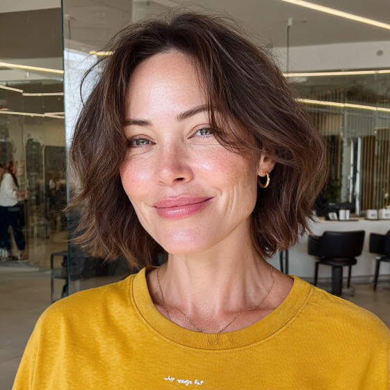 Effortlessly Chic Wispy Bob with Subtle Layers