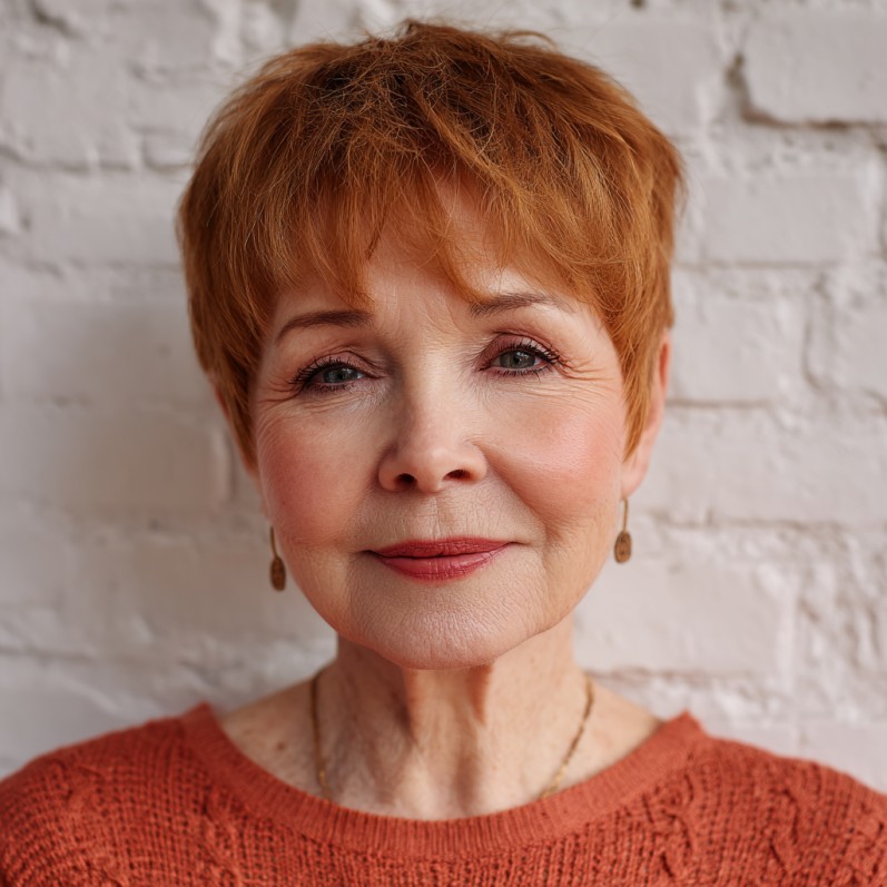 Elegant Textured Red Pixie Cut with Soft Layers