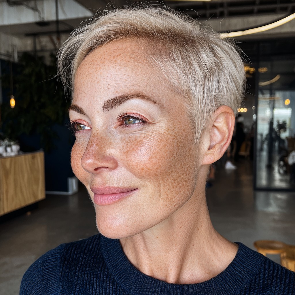 Elegant Textured Short Pixie Cut with Subtle Highlights