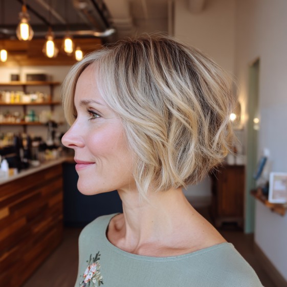 Modern Textured Choppy Bob with Subtle Waves
