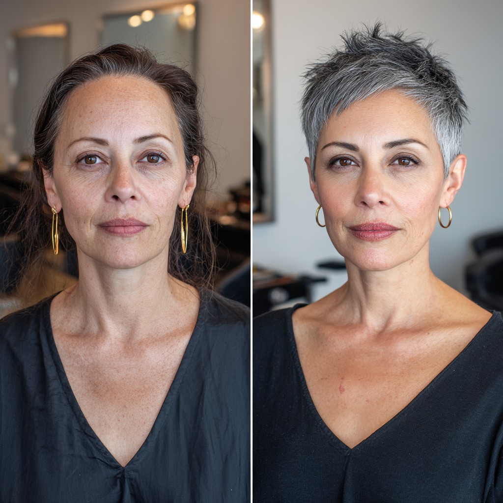 Modern Textured Spiky Cut with Bright Silver Highlights