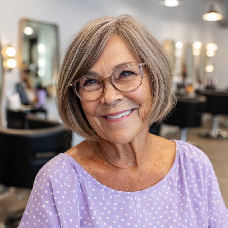 Playful Textured Bob with Light Brown Highlights