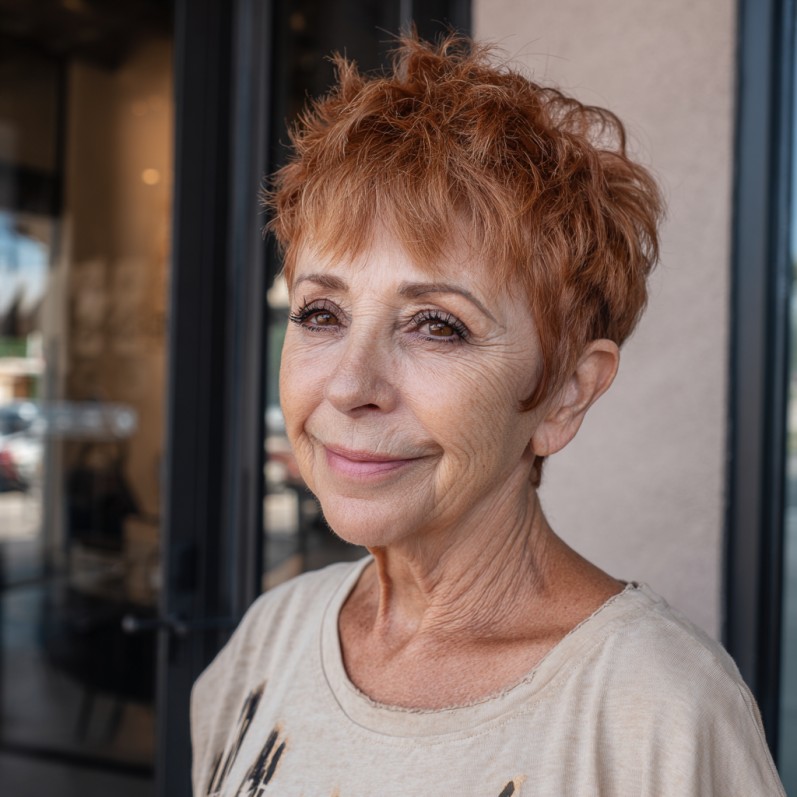 Playful Textured Red Pixie Cut with Soft Volume