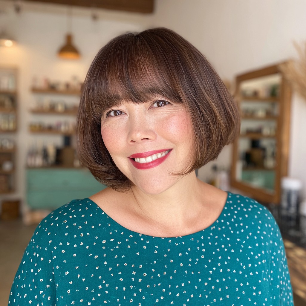 Sleek Layered Bob with Soft Fringe