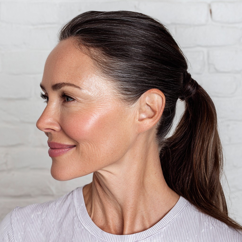Sleek Low Ponytail with Subtle Volume