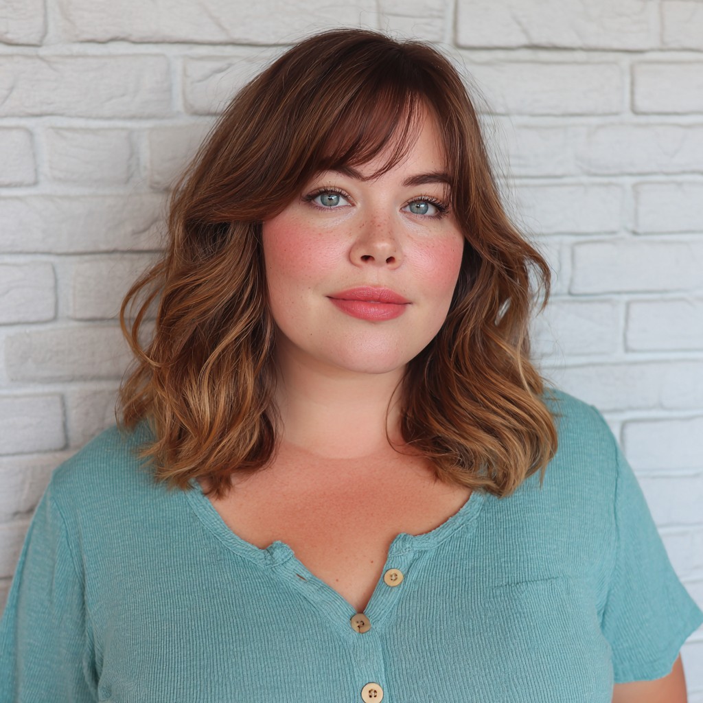 Soft Layered Waves with Face-Framing Bangs