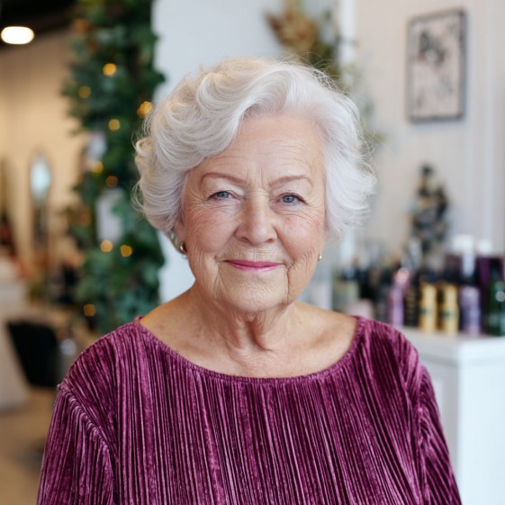 Softly Curled Silver Bob with Gentle Layers