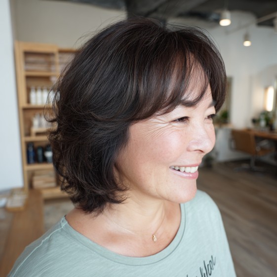 Softly Layered Wispy Bob with Gentle Bangs