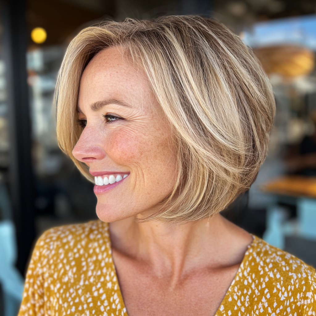 Stylish Blunt Layered Bob with Subtle Highlights