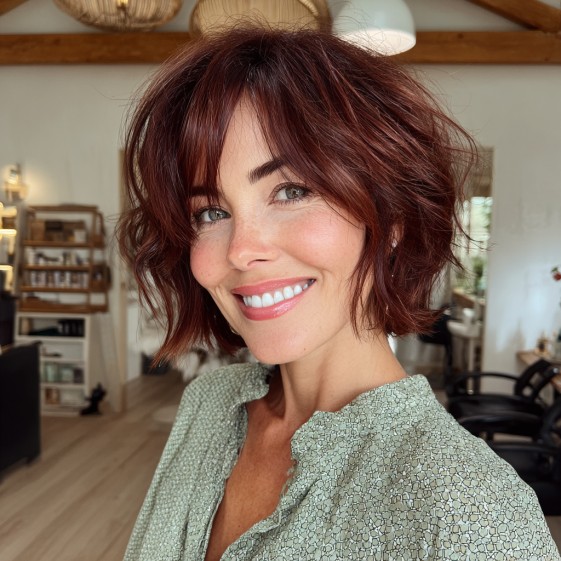 Stylish Textured Bob with Subtle Highlights