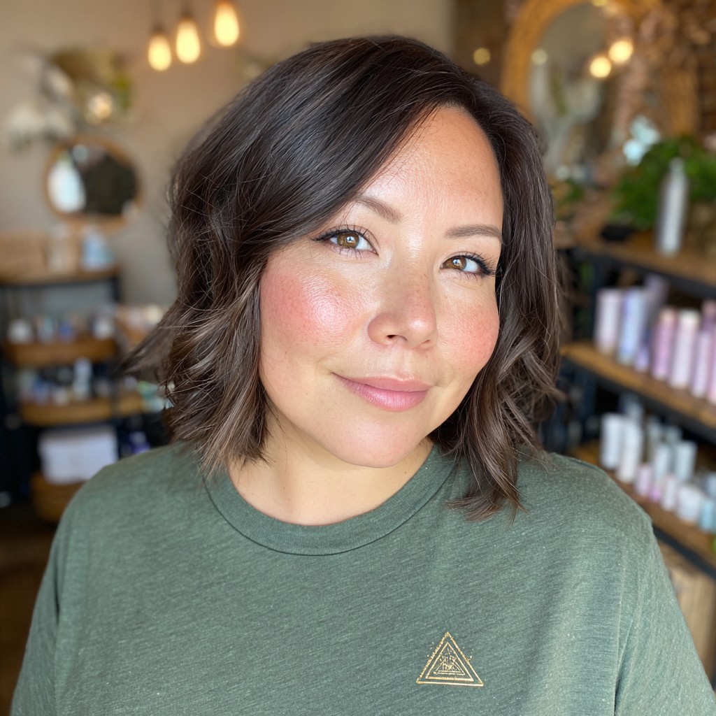 Stylish Textured Lob with Subtle Waves
