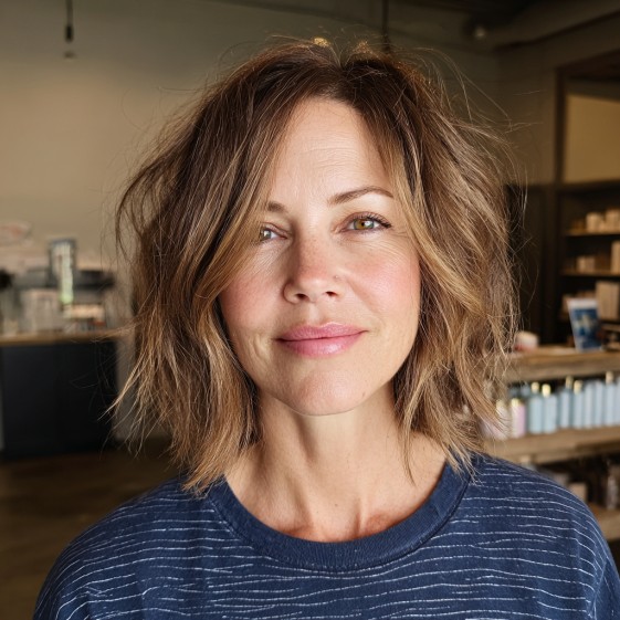 Textured Choppy Bob with Natural Movement