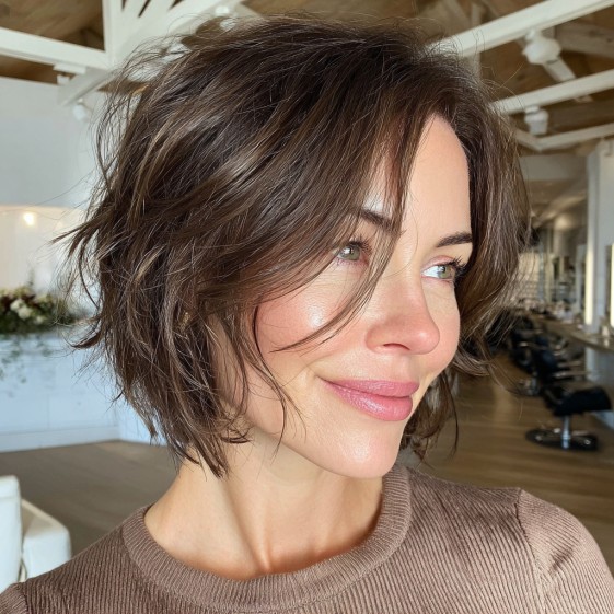 Textured Choppy Bob with Playful Movement