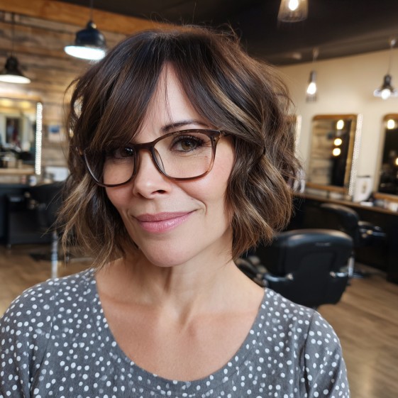 Textured Choppy Bob with Subtle Balayage