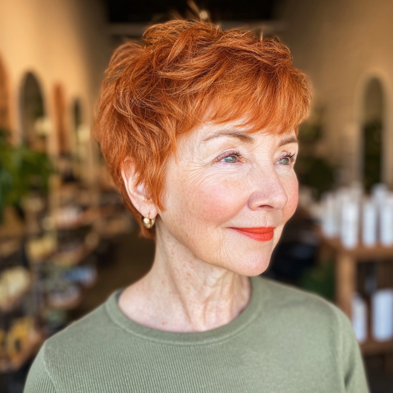 Textured Copper Red Pixie with Defined Layers