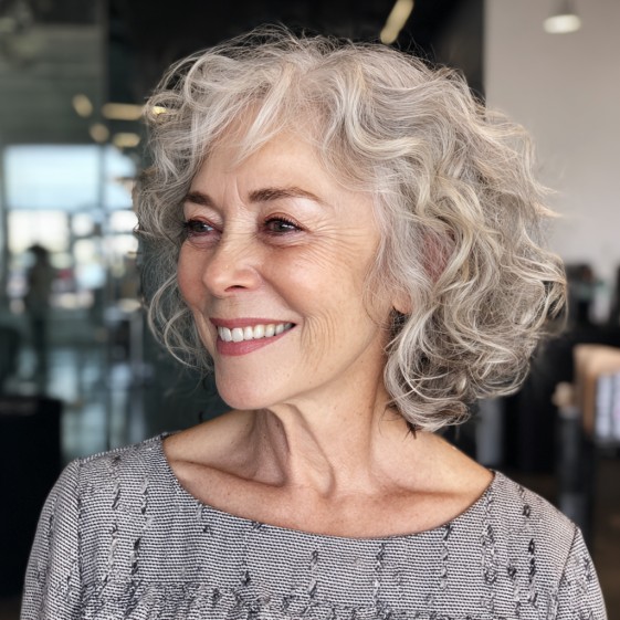 Textured Curly Bob with Soft Layers