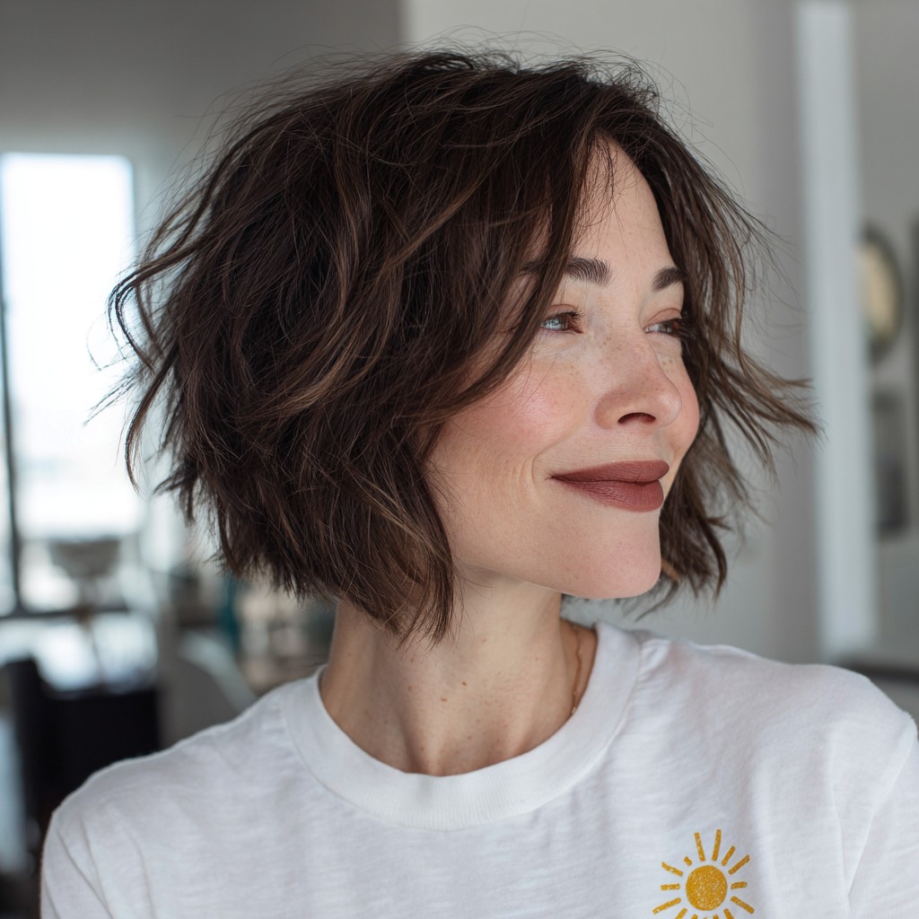 Textured Layered Bob with Effortless Waves