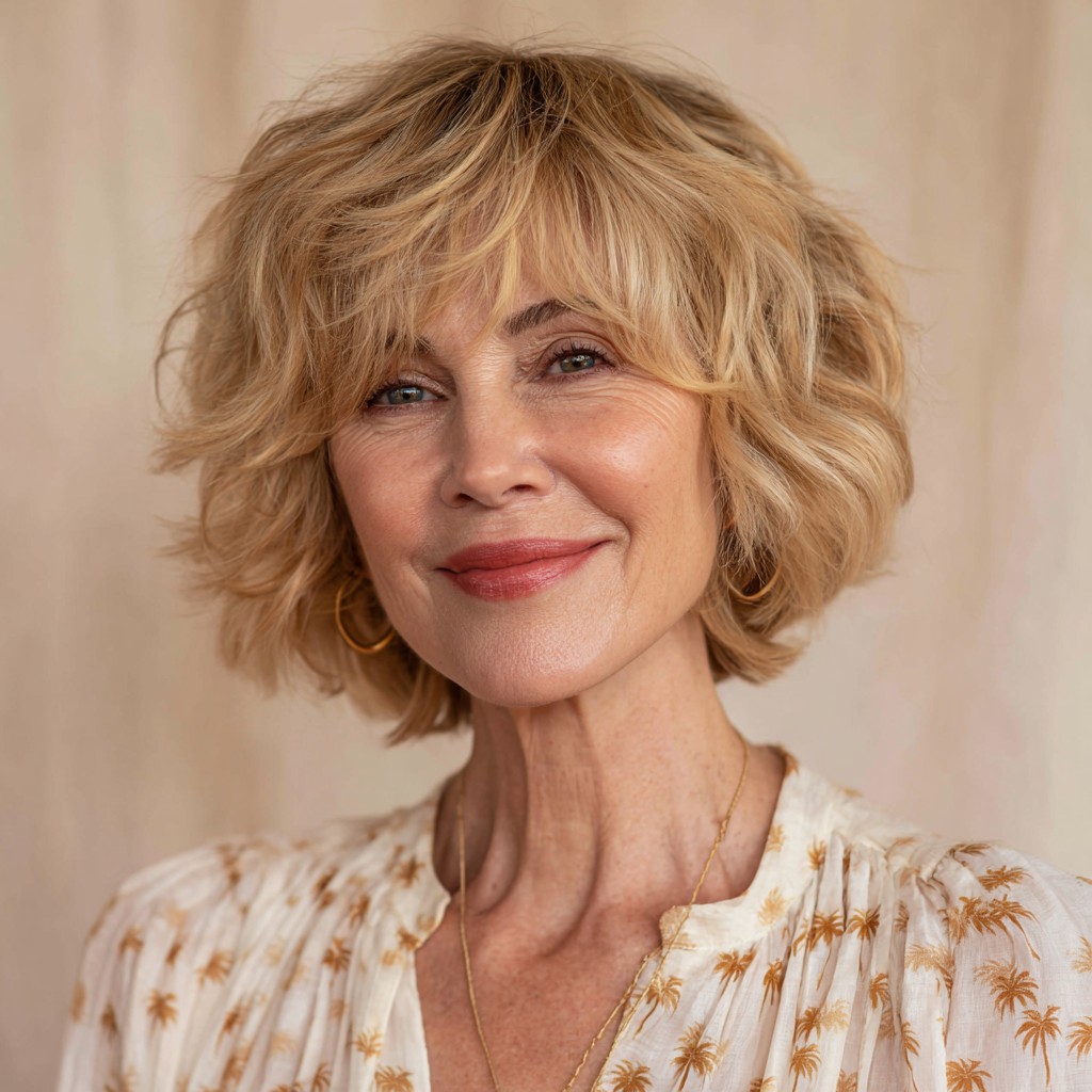 Textured Short Haircut with Soft Wispy Bangs