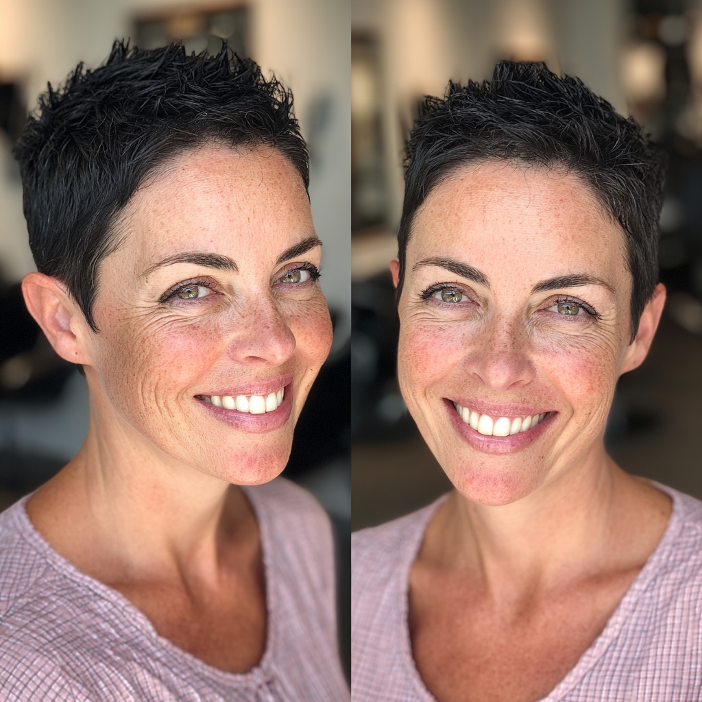 Textured Short Spiky Cut with Natural Highlights