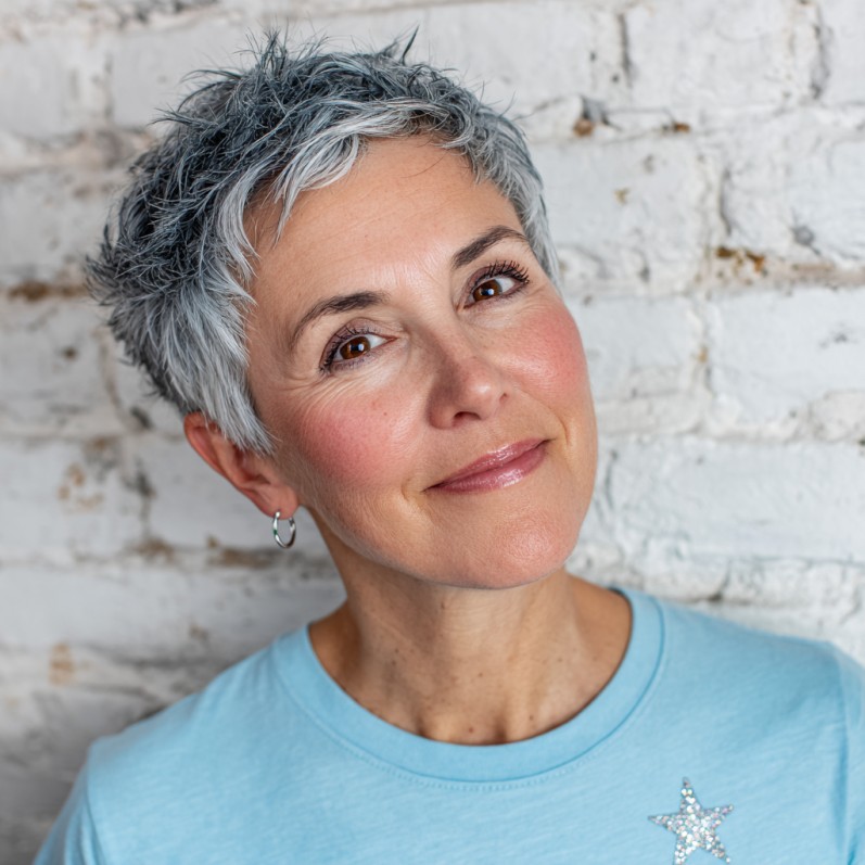 Textured Silver Fauxhawk with Defined Layers