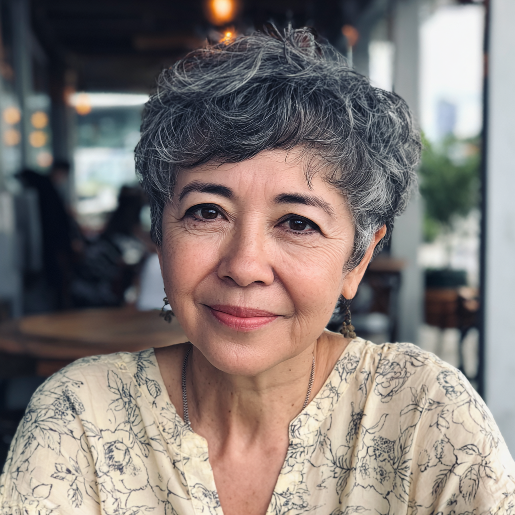 Textured Silver Pixie with Soft Curls