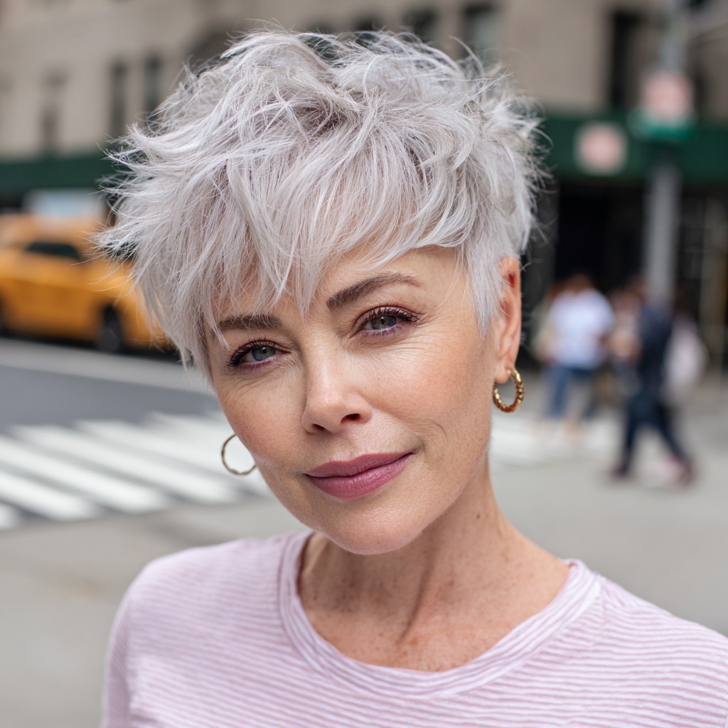 Textured Silver Pixie with Soft Volume