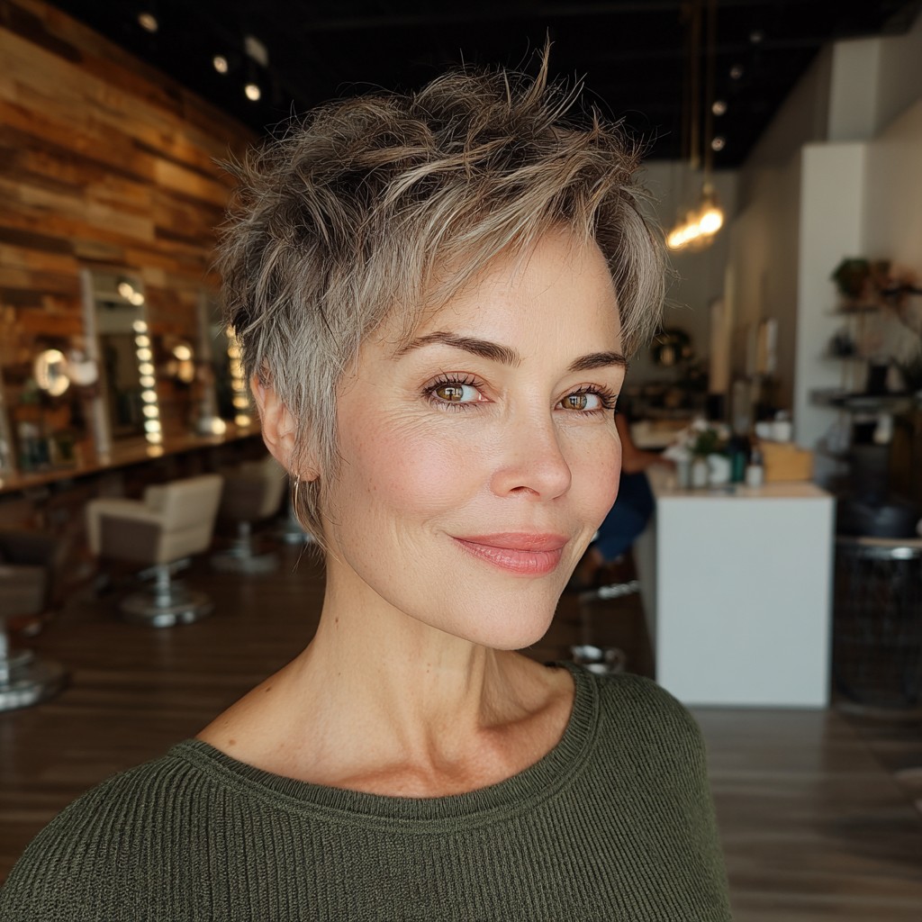 Textured Spiky Pixie Cut with Subtle Highlights
