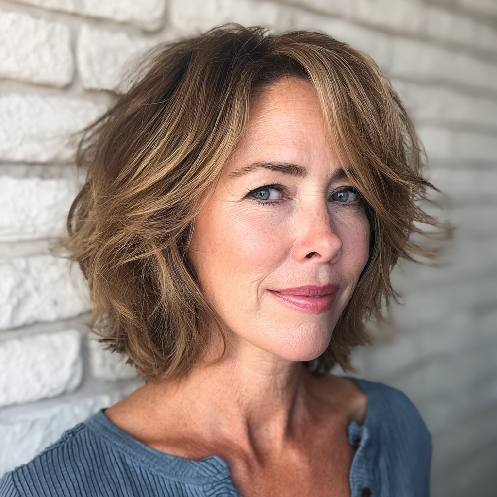 Textured Wavy Lob with Soft Layers
