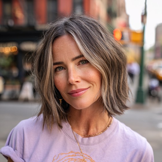 Textured Wispy Bob with Subtle Face Framing Layers
