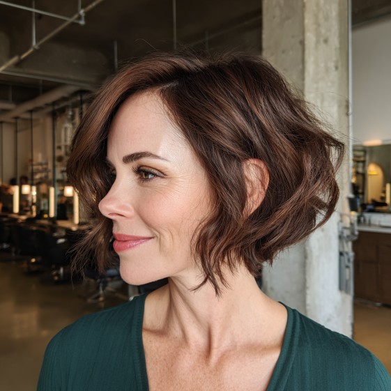 Textured Wispy Bob with Subtle Waves