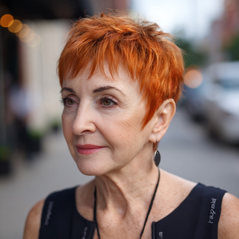 Vibrant Short Red Pixie Cut with Textured Layers