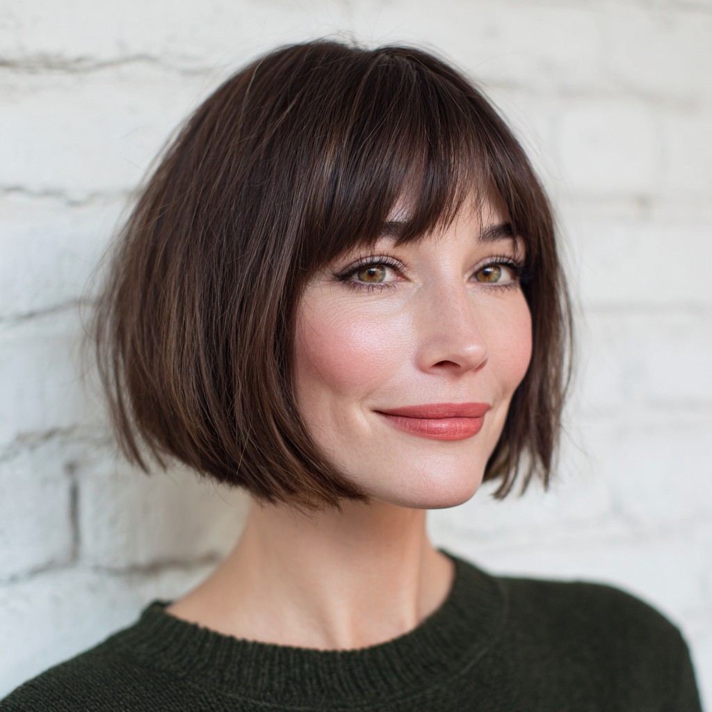 Chic Textured Bob with Soft Bangs