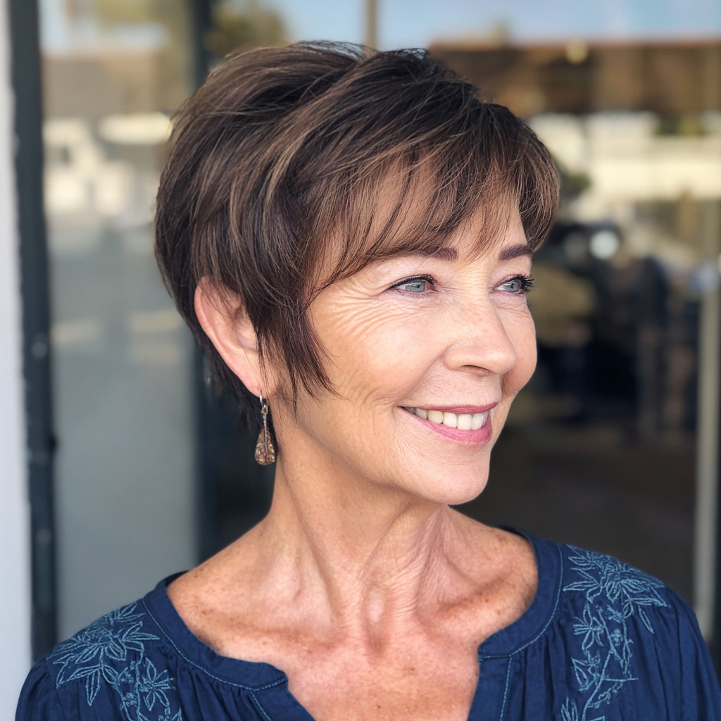Chic Textured Short Cut with Soft Bangs