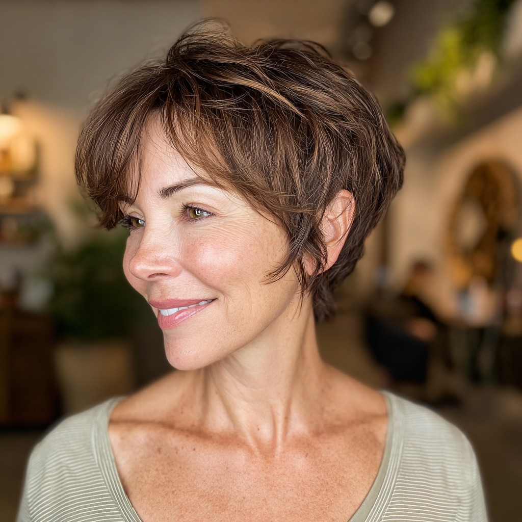 Charming Textured Stacked Pixie with Soft Layers