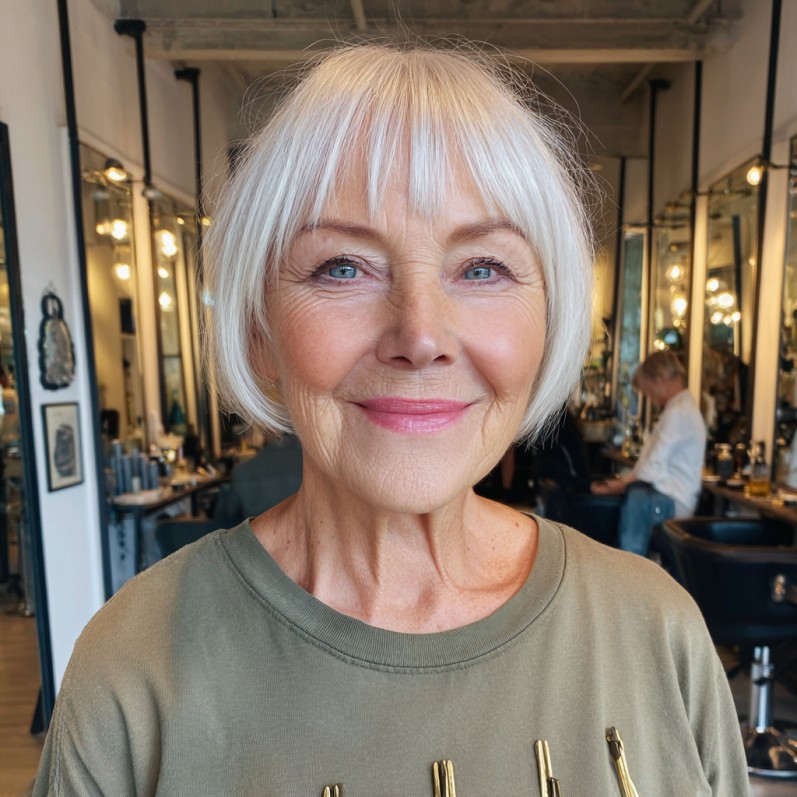 Chic Blunt Bob with Playful Choppy Bangs