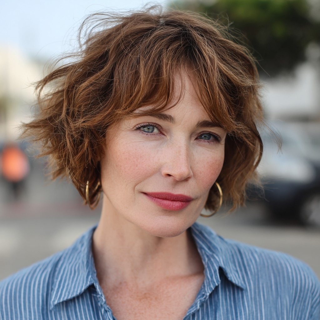 Chic Curly Bob with Soft Layers