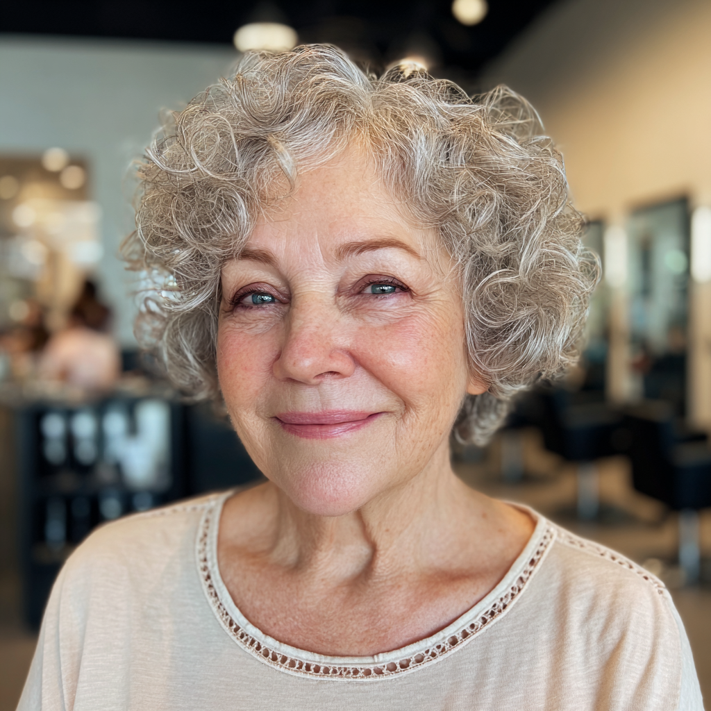 Chic Curly Silver Crop with Soft Volume