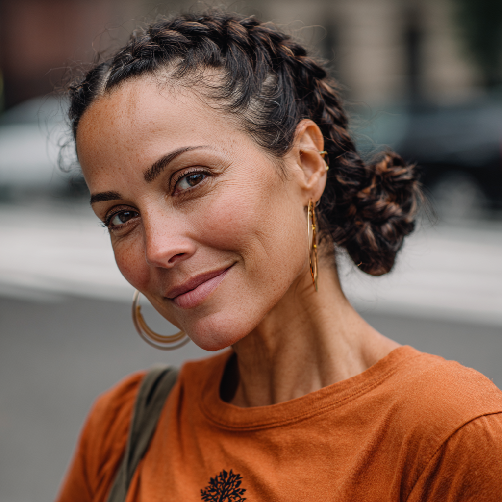 Chic Double Braid Updo with Textured Bun